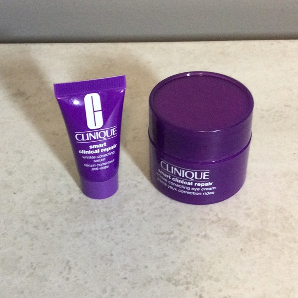NWT Clinique Smart Clinical Repair Serum & Eye Cream Travel Size Duo - Purple
